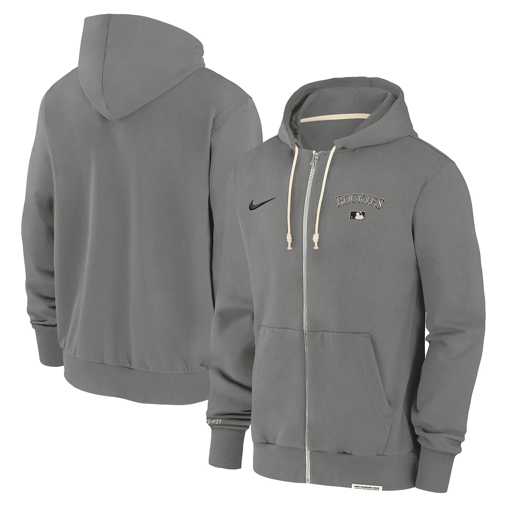 Men's Nike Charcoal Colorado Rockies Authentic Collection Travel Performance Full-Zip Hoodie