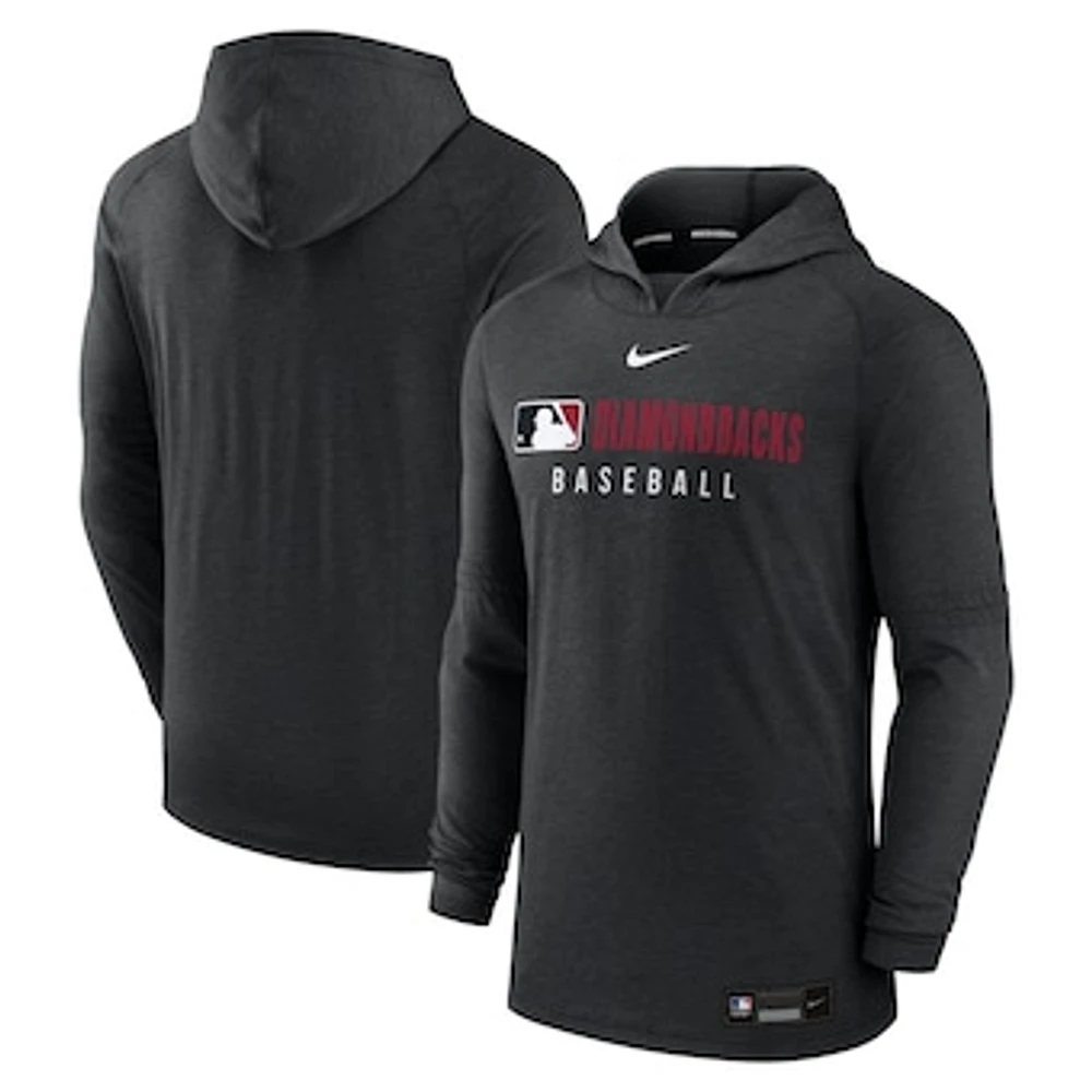 Men's Nike Heather Black Arizona Diamondbacks Authentic Collection Tri-Blend Performance Pullover Hoodie
