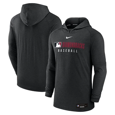 Men's Nike Heather Black Arizona Diamondbacks Authentic Collection Tri-Blend Performance Pullover Hoodie