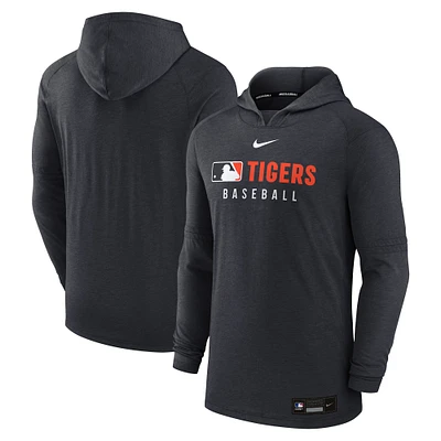 Men's Nike Heather Black Detroit Tigers Authentic Collection Tri-Blend Performance Pullover Hoodie