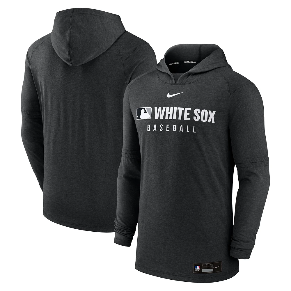 Men's Nike Heather Black Chicago White Sox Authentic Collection Tri-Blend Performance Pullover Hoodie