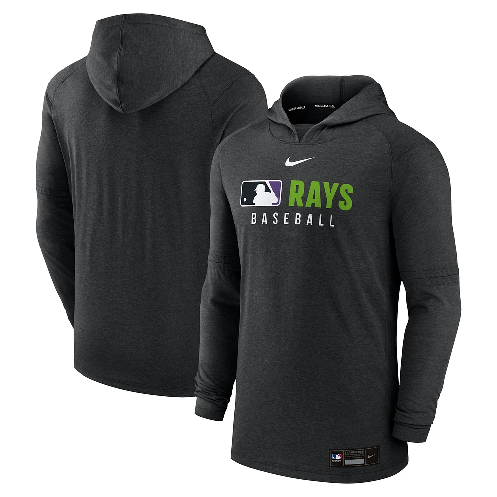 Men's Nike Heather Black Tampa Bay Rays Authentic Collection Tri-Blend Dri-FIT Hoodie