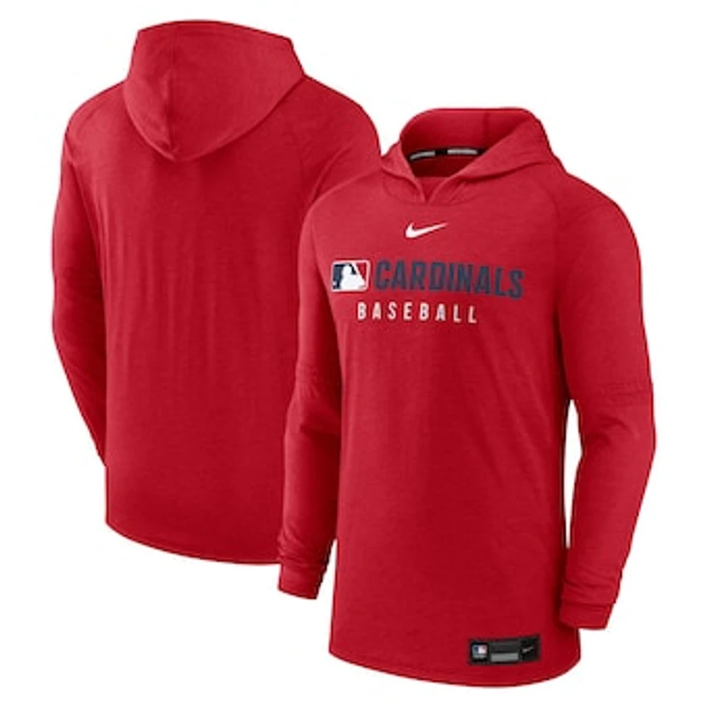 Men's Nike Heather Red St. Louis Cardinals Authentic Collection Tri-Blend Performance Pullover Hoodie
