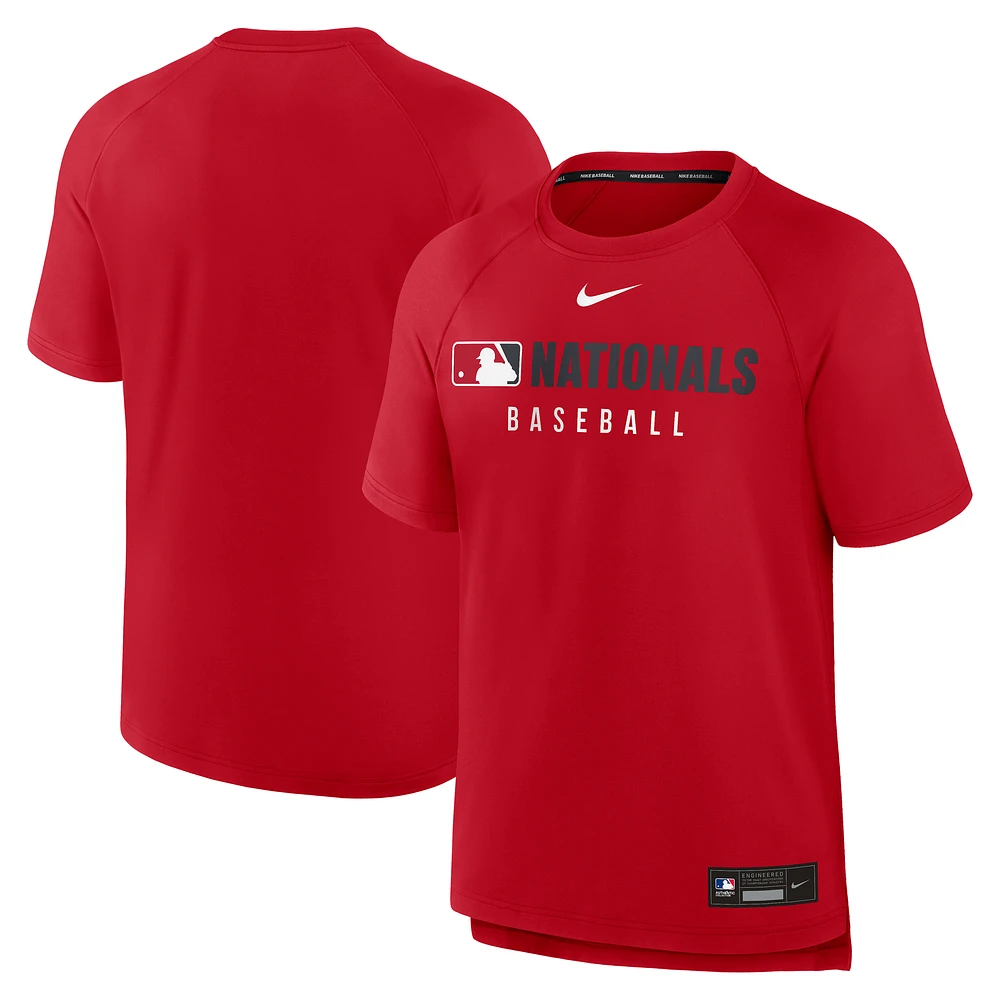 Men's Nike Red Washington Nationals Authentic Collection Pregame Raglan Performance T-Shirt