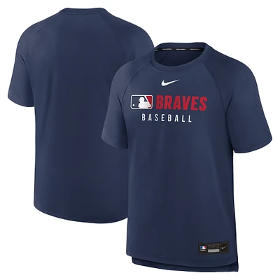 Men's Nike Navy Atlanta Braves Authentic Collection Pregame Raglan Performance T-Shirt