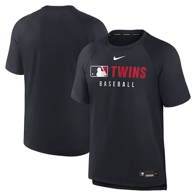 Men's Nike Navy Minnesota Twins Authentic Collection Pregame Raglan Performance T-Shirt