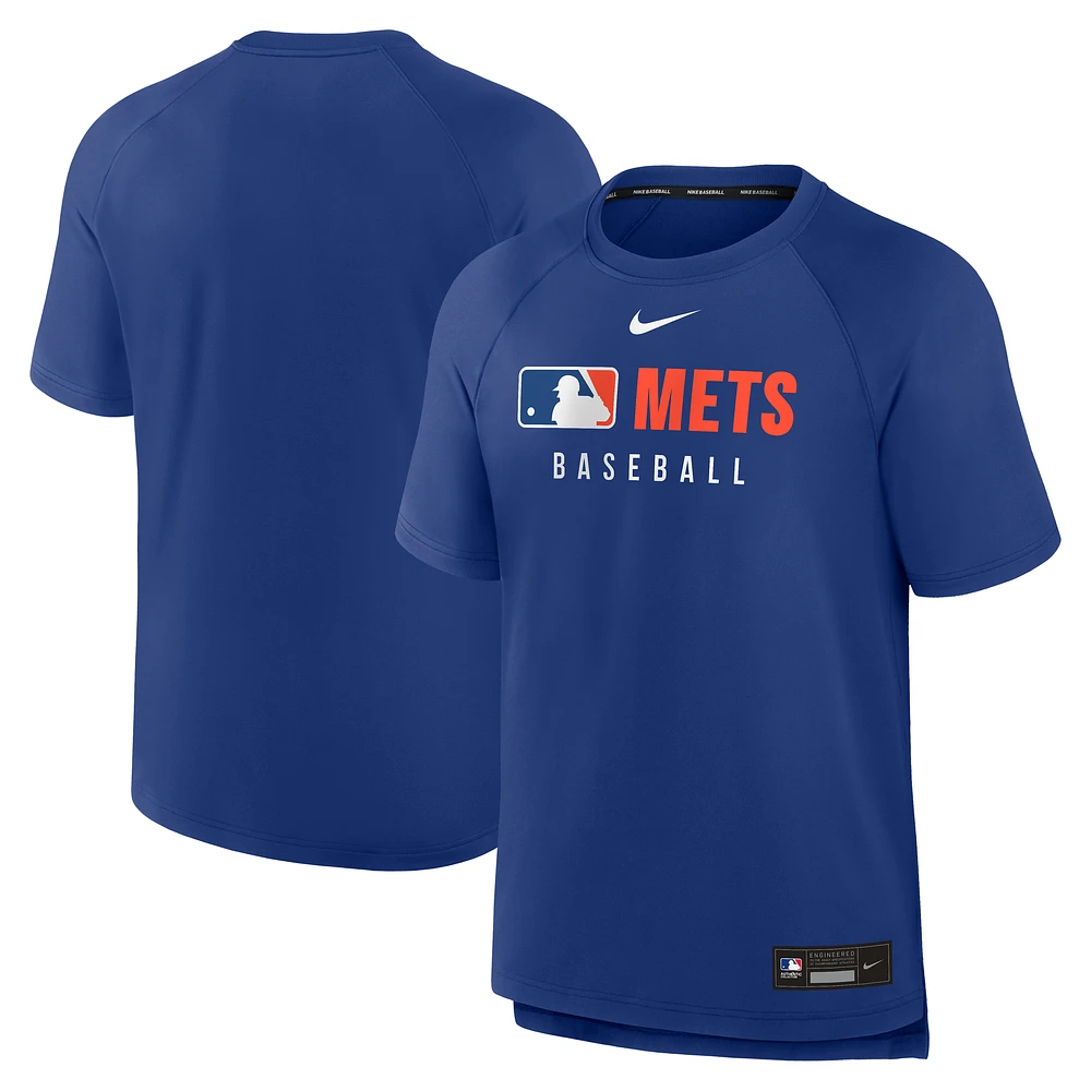 Men's Nike Royal New York Mets Authentic Collection Pregame Raglan Dri-FIT T-Shirt