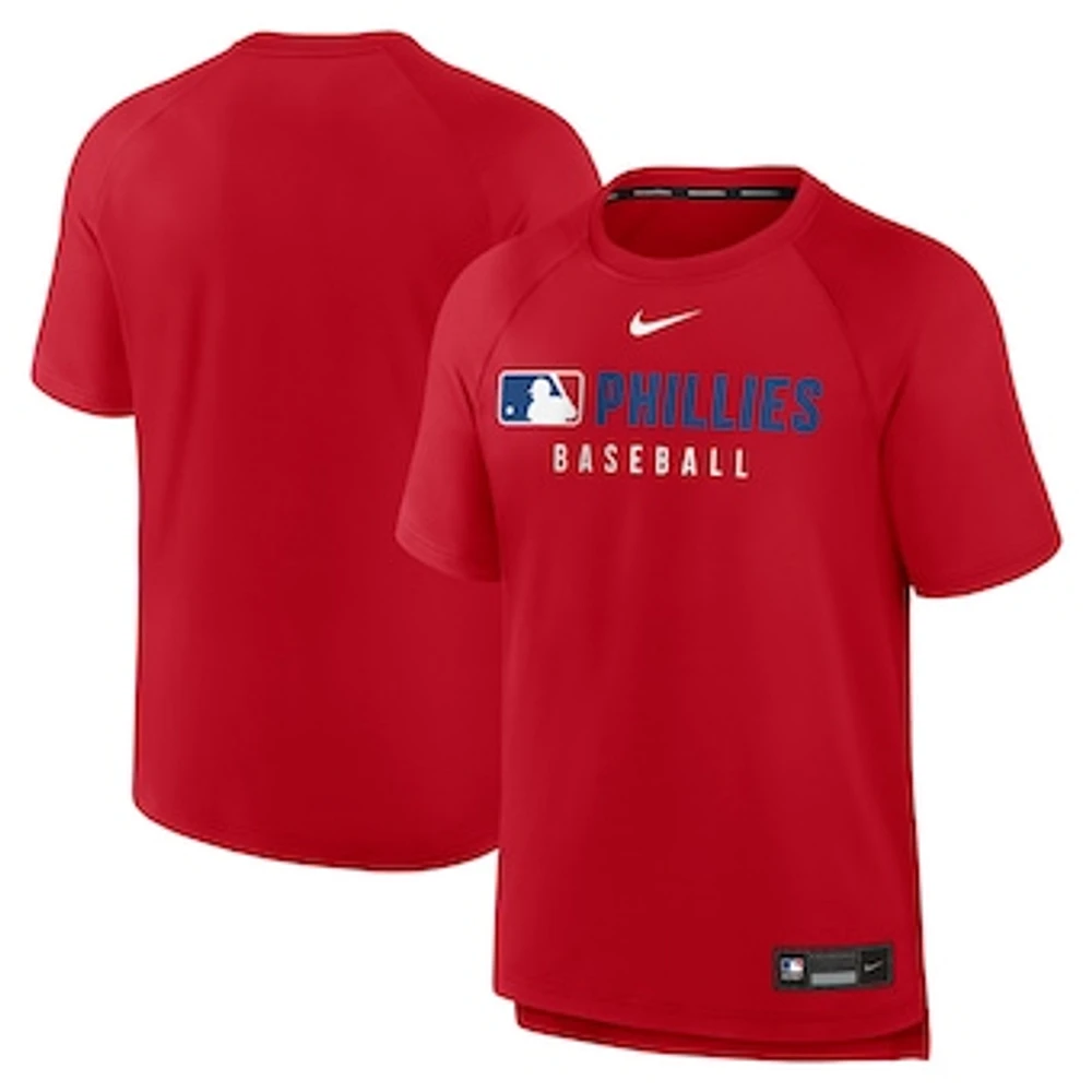 Men's Nike Red Philadelphia Phillies Authentic Collection Pregame Raglan Performance T-Shirt