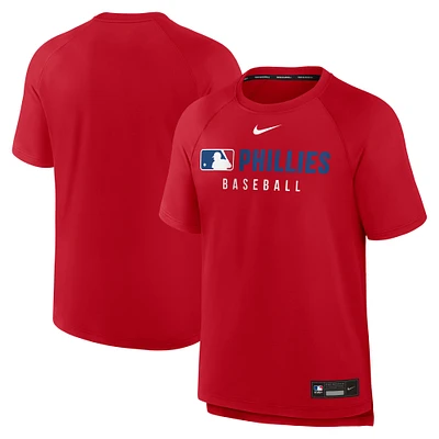 Men's Nike Red Philadelphia Phillies Authentic Collection Pregame Raglan Performance T-Shirt