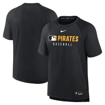 Men's Nike Black Pittsburgh Pirates Authentic Collection Pregame Raglan Performance T-Shirt