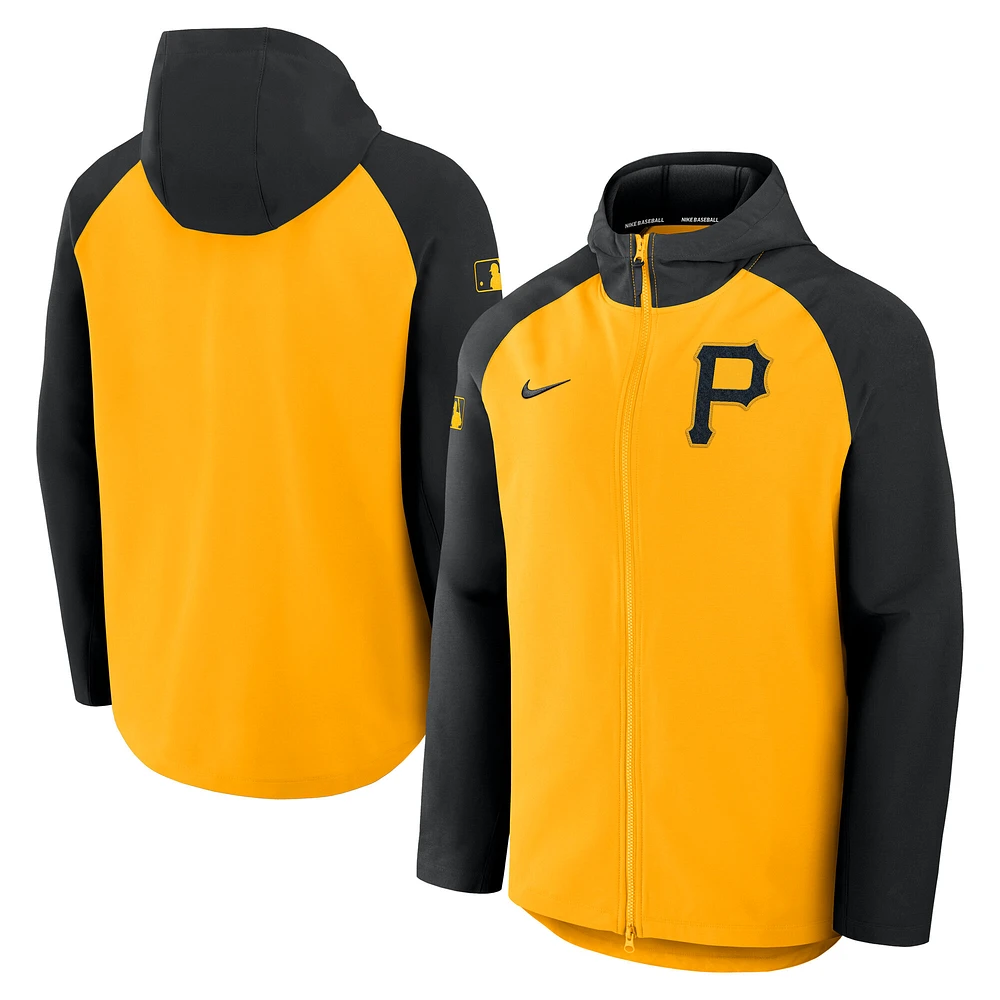 Men's Nike Gold/Black Pittsburgh Pirates Authentic Collection Raglan Performance Full-Zip Jacket