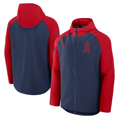 Men's Nike Navy/Red Los Angeles Angels Authentic Collection Raglan Performance Full-Zip Jacket