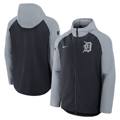 Men's Nike Navy/Gray Detroit Tigers Authentic Collection Raglan Performance Full-Zip Jacket