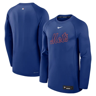 Men's Nike Royal New York Mets Authentic Collection Game Time Raglan Performance Long Sleeve T-Shirt