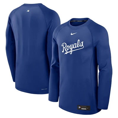 Men's Nike Royal Kansas City Royals Authentic Collection Game Time Raglan Performance Long Sleeve T-Shirt