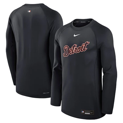 Men's Nike Navy Detroit Tigers Authentic Collection Game Time Raglan Performance Long Sleeve T-Shirt