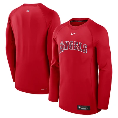 Men's Nike Red Los Angeles Angels Authentic Collection Game Time Raglan Performance Long Sleeve T-Shirt