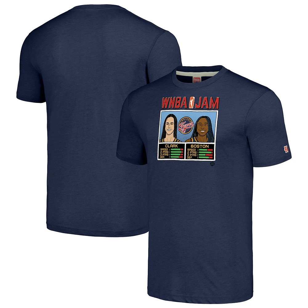 Unisex Homage Caitlin Clark & Aliyah Boston Navy Indiana Fever WNBA Jam Tri-Blend T-Shirt