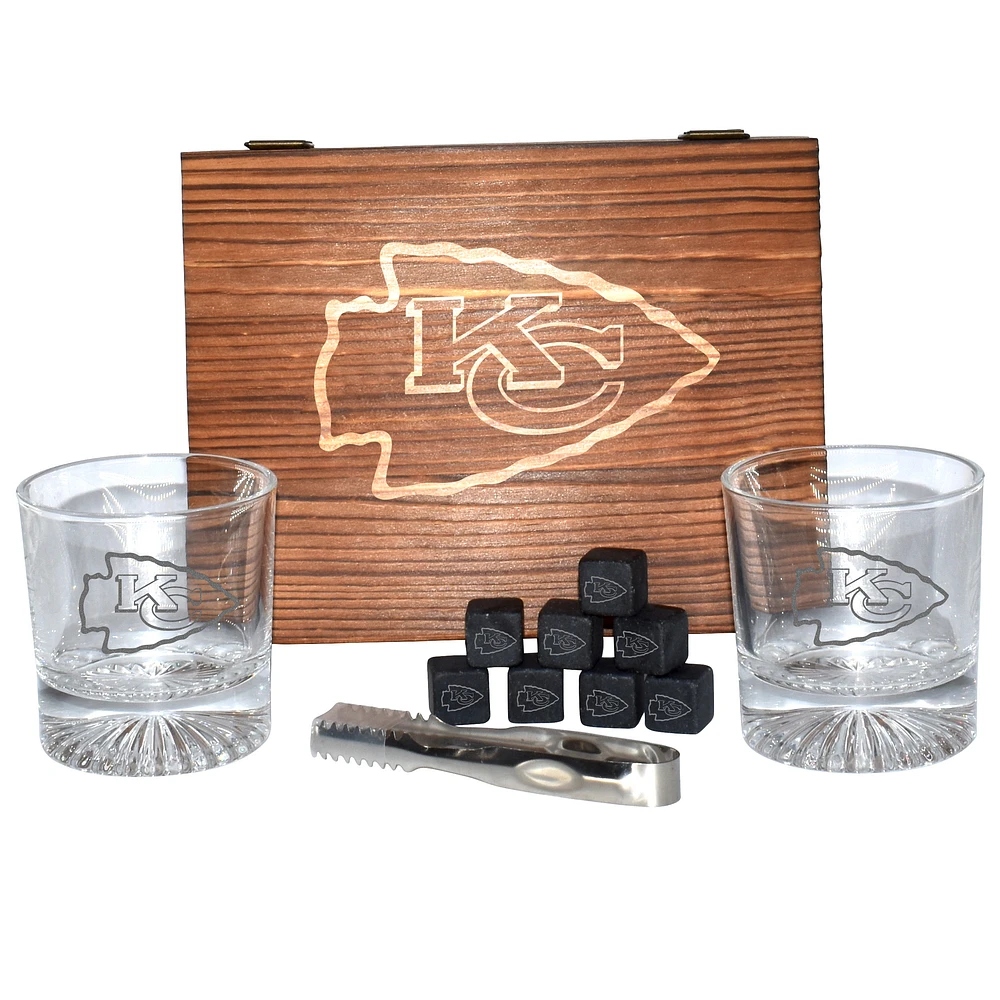 The Memory Company Kansas City Chiefs Wood Boxed Drinkware Set