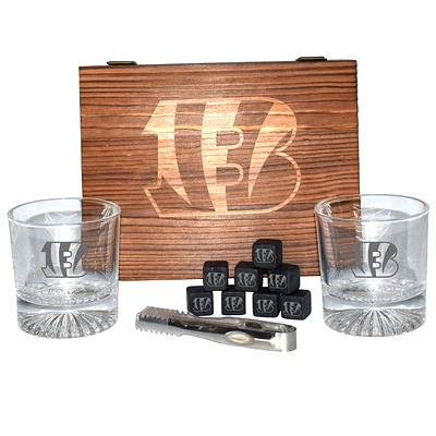 The Memory Company Cincinnati Bengals Wood Boxed Drinkware Set