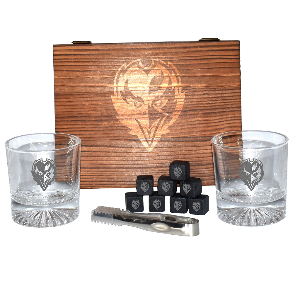 The Memory Company Baltimore Ravens Wood Boxed Drinkware Set