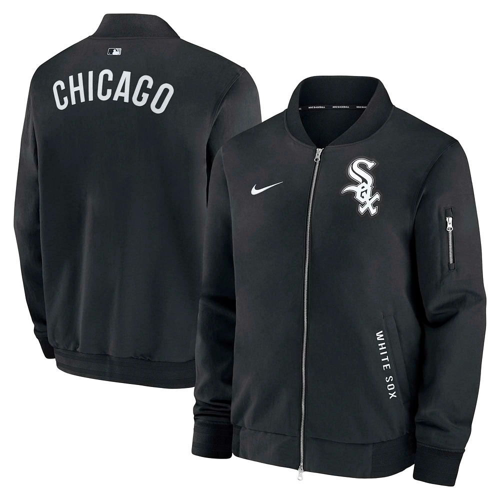 Men's Nike Black Chicago White Sox Authentic Collection Dugout Relaxed Full-Zip Bomber Jacket