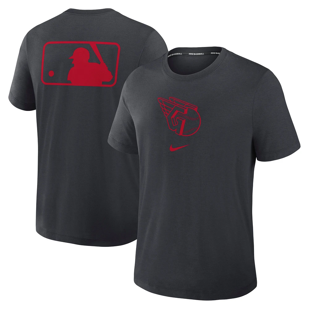 Men's Nike Navy Cleveland Guardians Authentic Collection Early Work Tri-Blend Performance T-Shirt