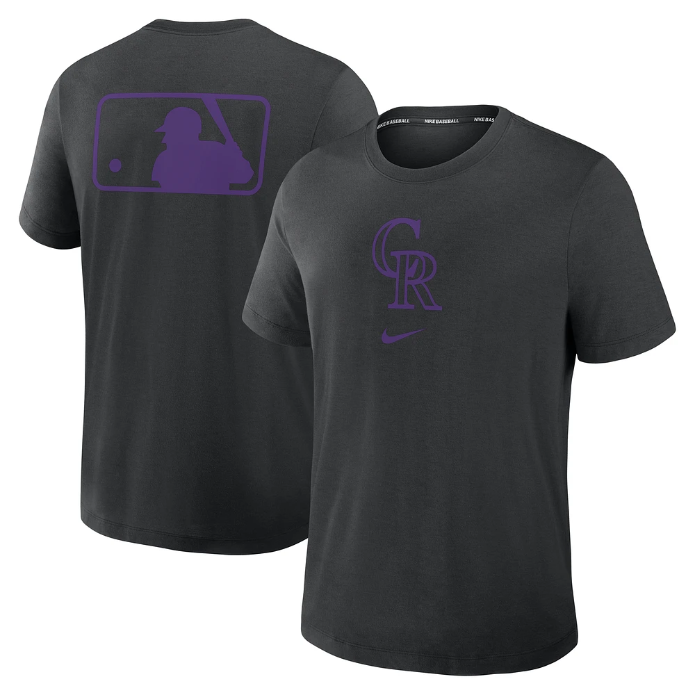 Men's Nike Black Colorado Rockies Authentic Collection Early Work Tri-Blend Dri-FIT T-Shirt