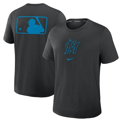 Men's Nike Black Miami Marlins Authentic Collection Early Work Tri-Blend Performance T-Shirt