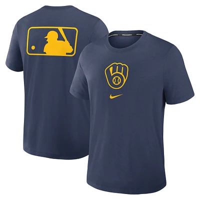 Men's Nike Navy Milwaukee Brewers Authentic Collection Early Work Tri-Blend Performance T-Shirt