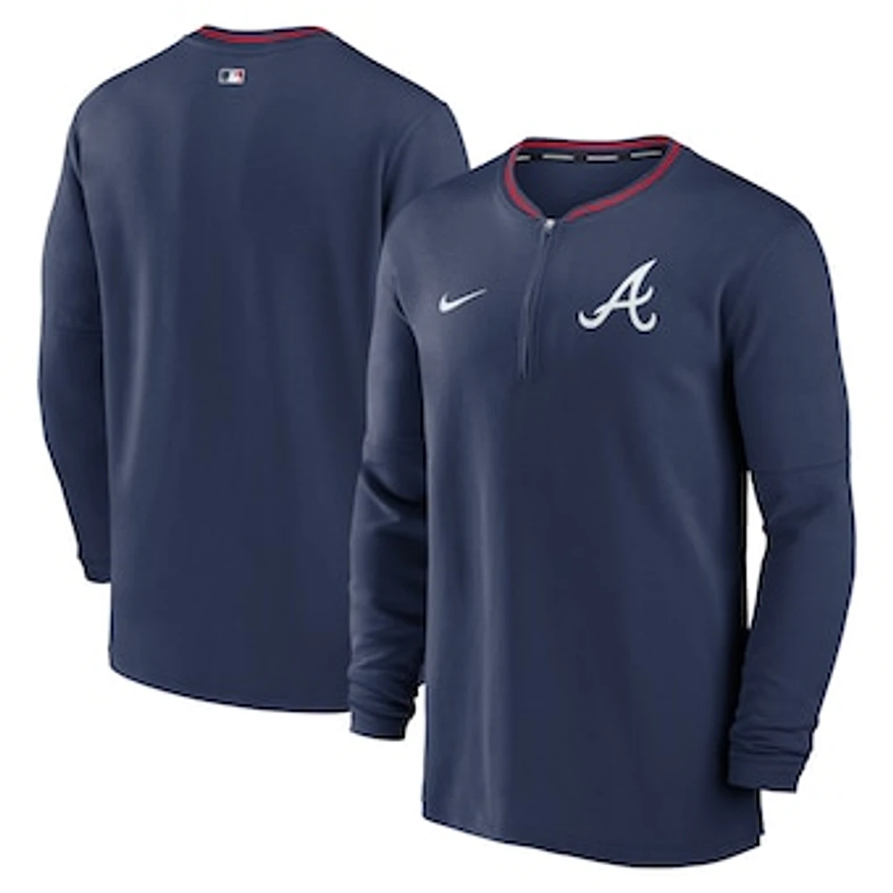 Men's Nike Navy Atlanta Braves Authentic Collection Performance Half-Zip Top