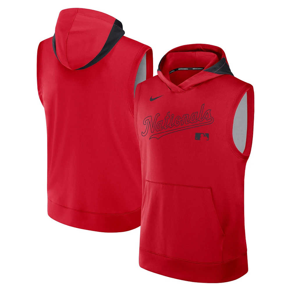 Men's Nike Red Washington Nationals Authentic Collection Performance Sleeveless Pullover Hoodie