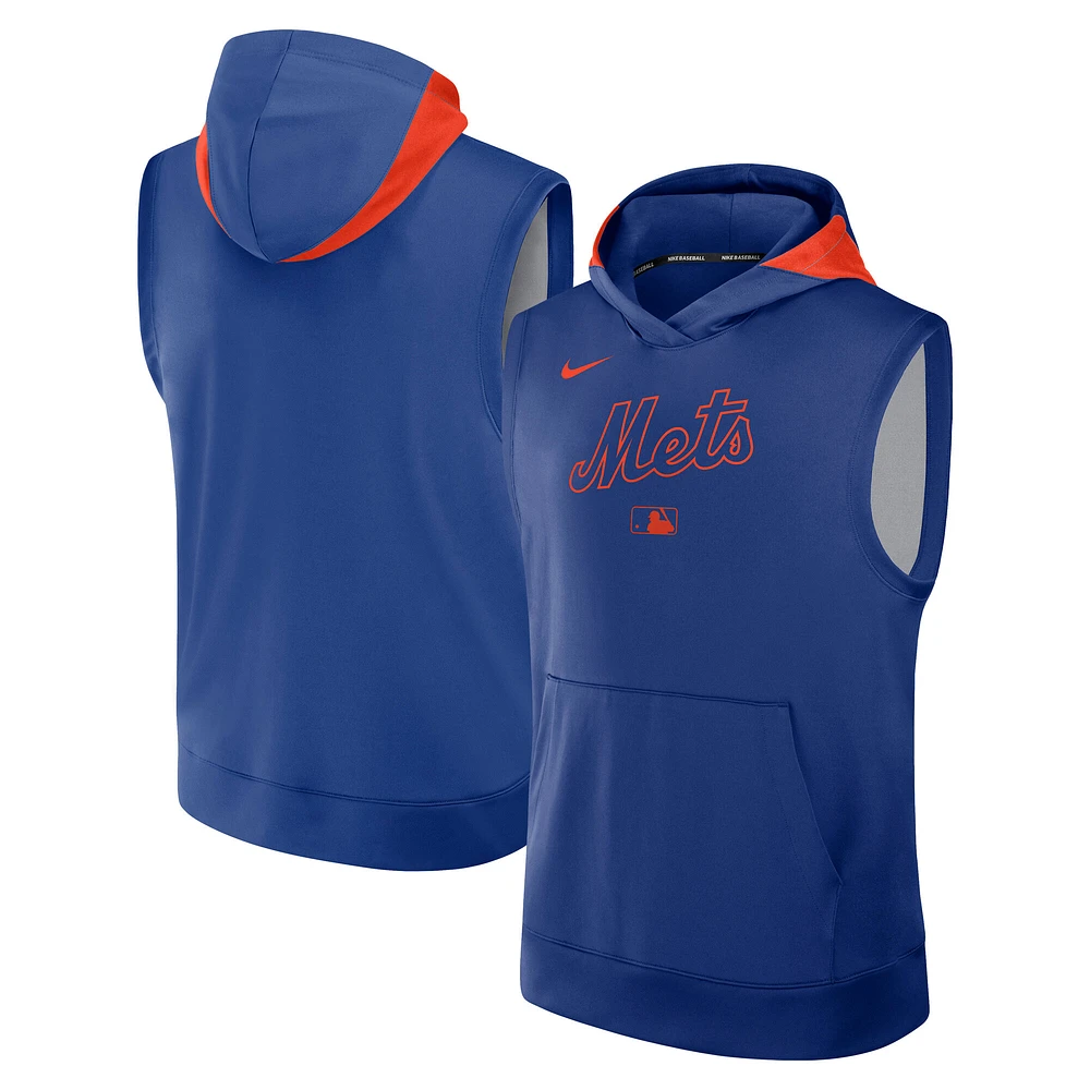 Men's Nike Royal New York Mets Authentic Collection Performance Sleeveless Pullover Hoodie