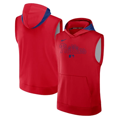 Men's Nike Red Philadelphia Phillies Authentic Collection Performance Sleeveless Pullover Hoodie