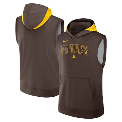 Men's Nike Brown San Diego Padres Authentic Collection Performance Sleeveless Pullover Hoodie