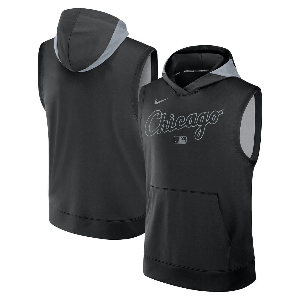 Men's Nike Black Chicago White Sox Authentic Collection Performance Sleeveless Pullover Hoodie