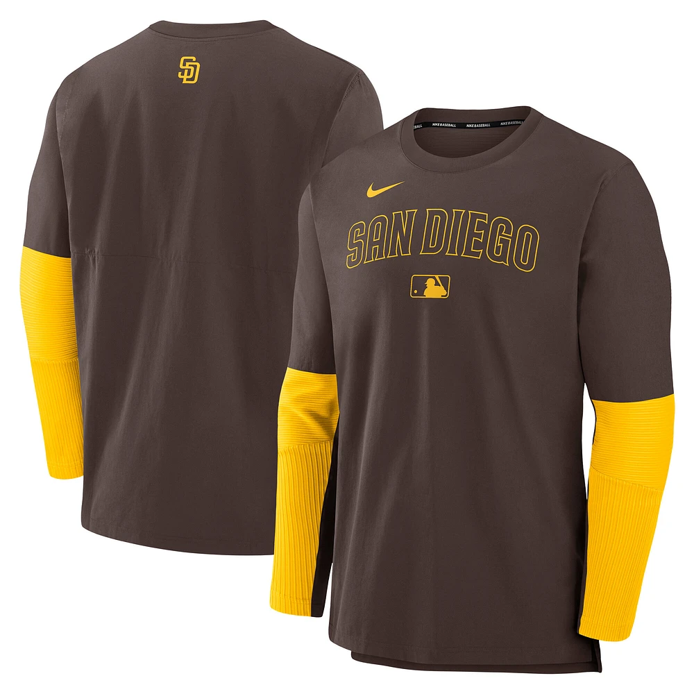 Men's Nike Brown/Gold San Diego Padres Authentic Collection Player Dri-FIT Lightweight Pullover