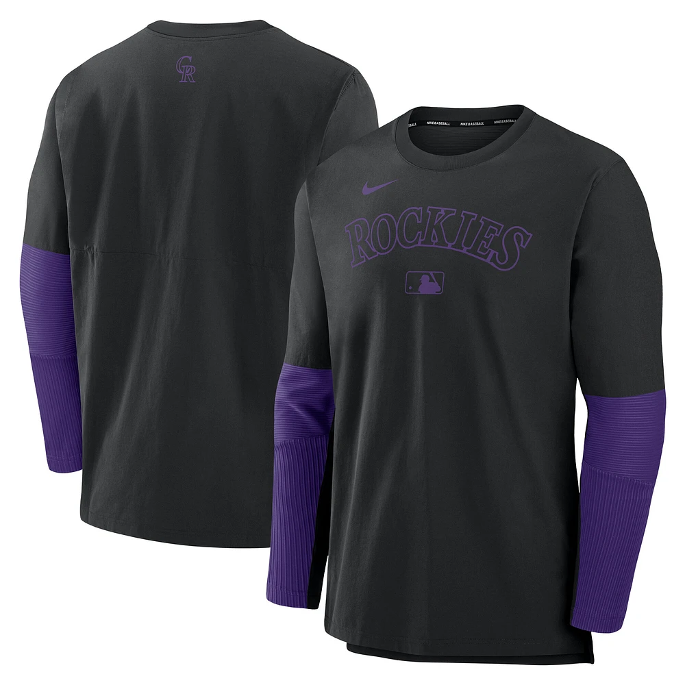 Men's Nike Black/Purple Colorado Rockies Authentic Collection Player Dri-FIT Lightweight Pullover