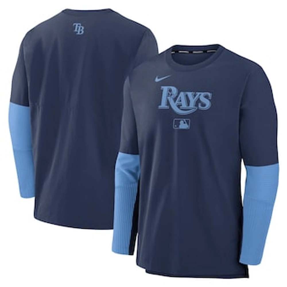 Men's Nike Navy/Light Blue Tampa Bay Rays Authentic Collection Player Dri-FIT Lightweight Pullover