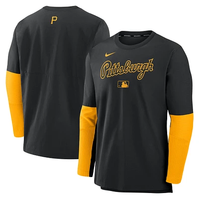 Men's Nike Black/Gold Pittsburgh Pirates Authentic Collection Player Dri-FIT Lightweight Pullover