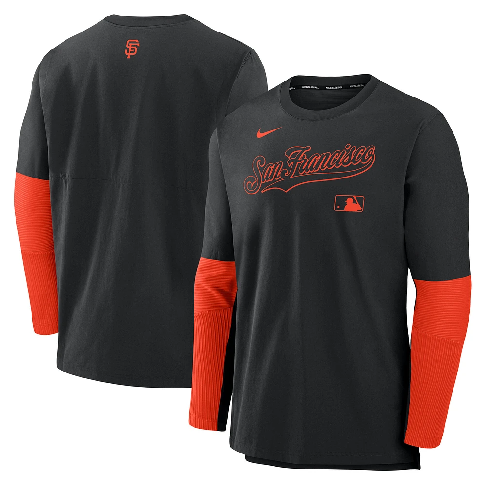 Men's Nike Black/Orange San Francisco Giants Authentic Collection Player Dri-FIT Lightweight Pullover