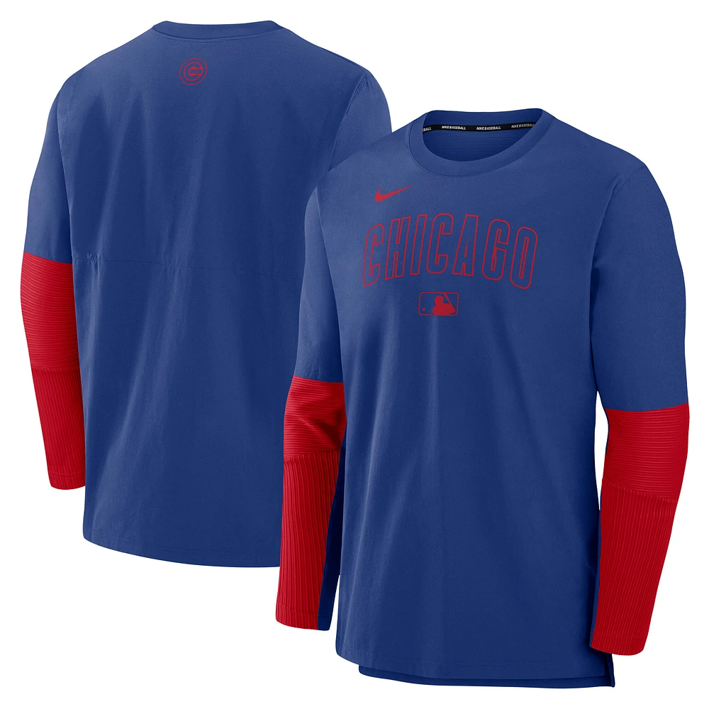 Men's Nike Royal/Red Chicago Cubs Authentic Collection Player Dri-FIT Lightweight Pullover