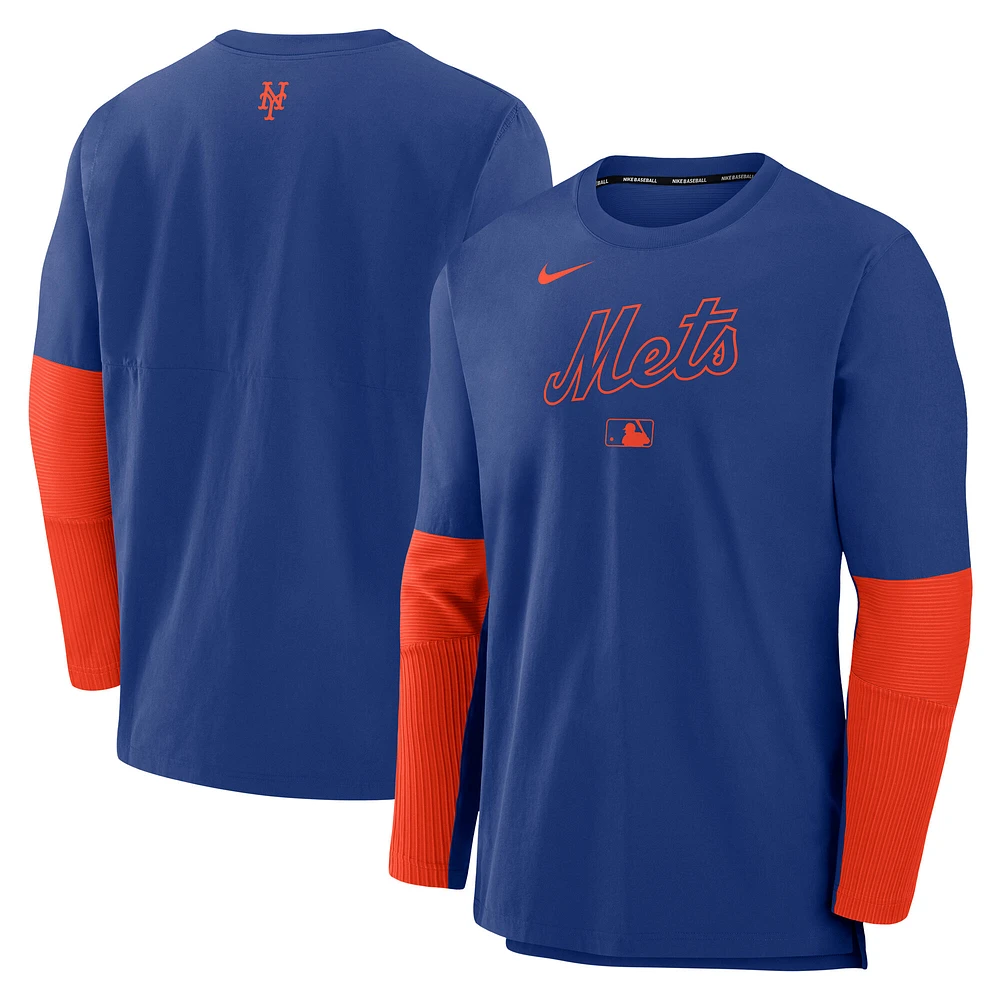 Men's Nike Royal/Orange New York Mets Authentic Collection Player Dri-FIT Lightweight Pullover