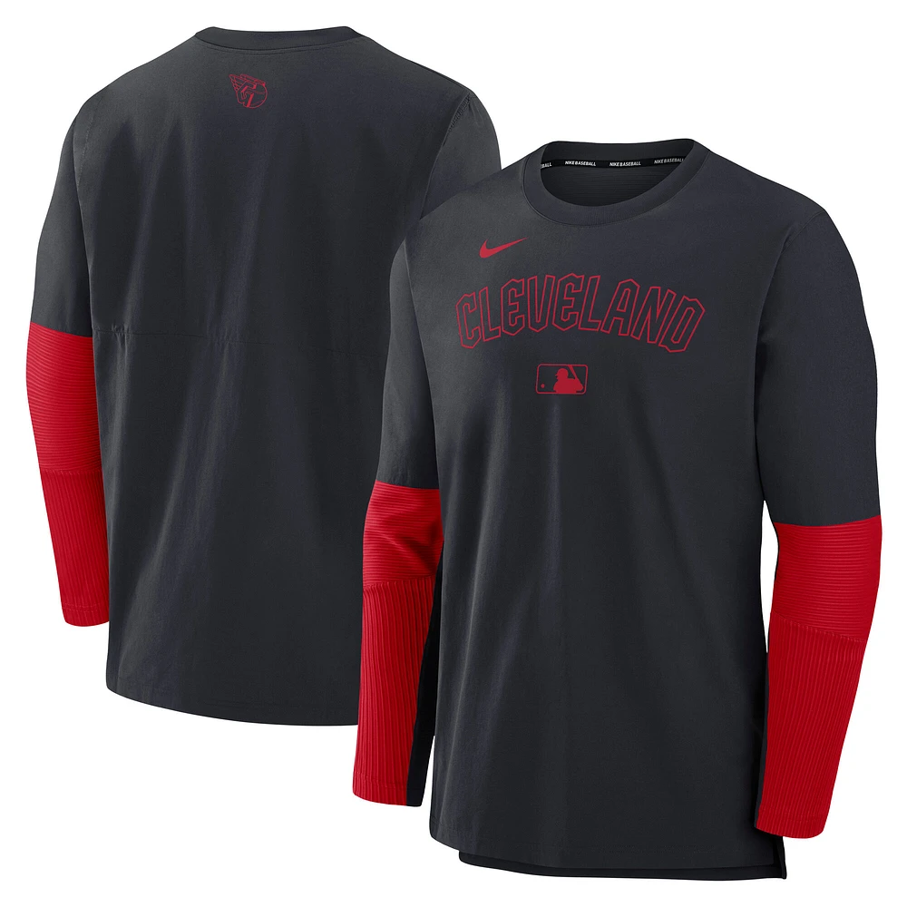 Men's Nike Navy/Red Cleveland Guardians Authentic Collection Player Dri-FIT Lightweight Pullover