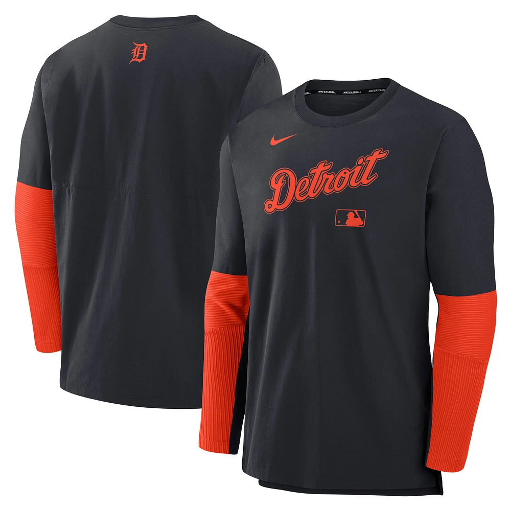 Men's Nike Navy/Orange Detroit Tigers Authentic Collection Player Dri-FIT Lightweight Pullover