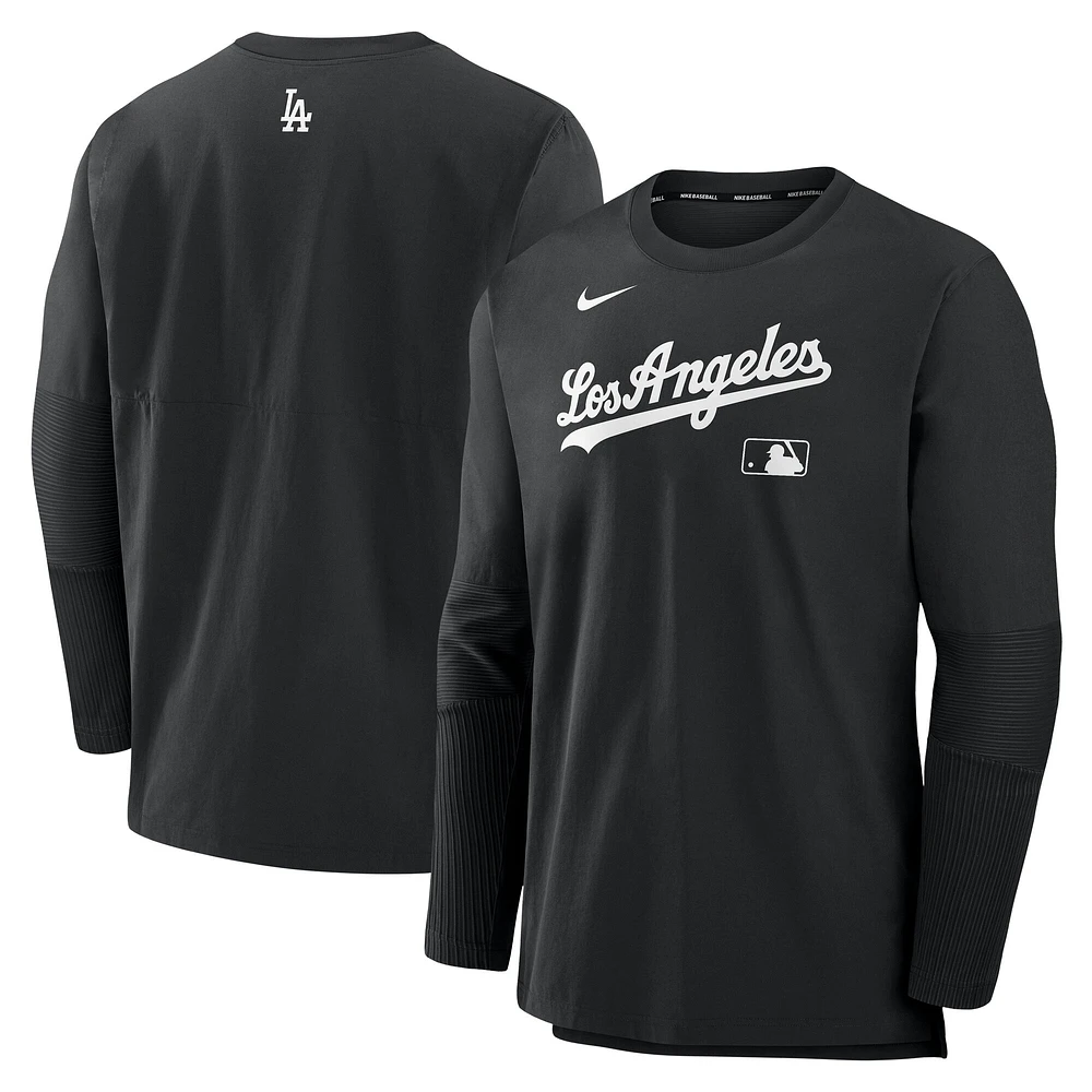 Men's Nike Black/Black Los Angeles Dodgers Authentic Collection Player Dri-FIT Lightweight Pullover