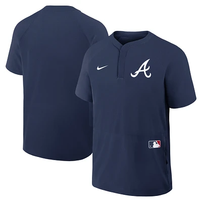 Men's Nike Navy Atlanta Braves Authentic Collection Raglan Short Sleeve Windshirt
