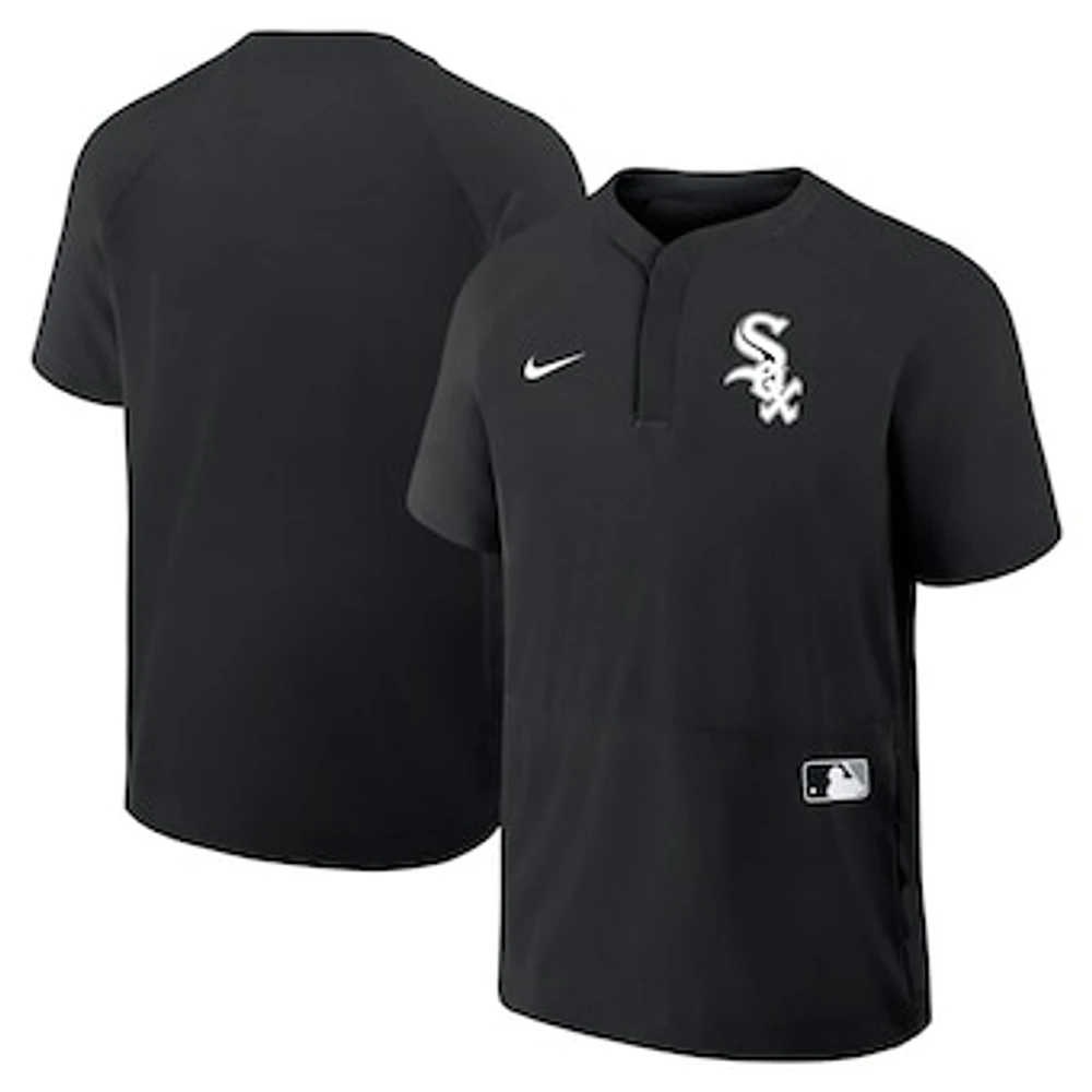 Men's Nike Black Chicago White Sox Authentic Collection Raglan Short Sleeve Windshirt