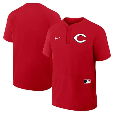 Men's Nike Red Cincinnati Reds Authentic Collection Raglan Short Sleeve Windshirt