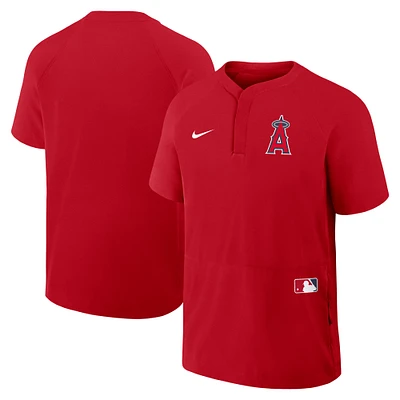 Men's Nike Red Los Angeles Angels Authentic Collection Raglan Short Sleeve Windshirt